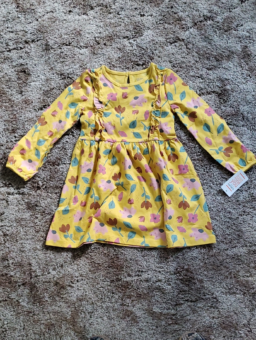 Carter's Toddler Girls' Yellow Floral Long-Sleeve Dress